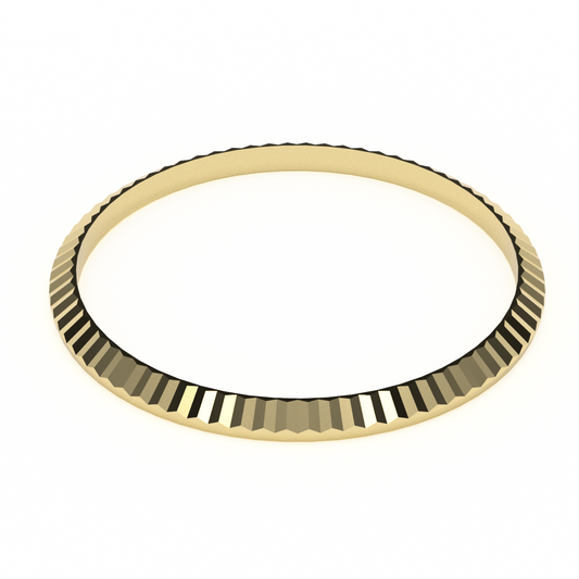 FLUTED BEZEL RING 18K YELLOW GOLD PLATTED for ROLEX DATEJUST 36mm 16200, 16233