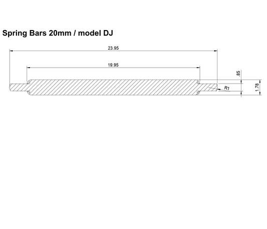 Springbars for ROLEX DATEJUST 20mm x 2mm with 0,85mm pins