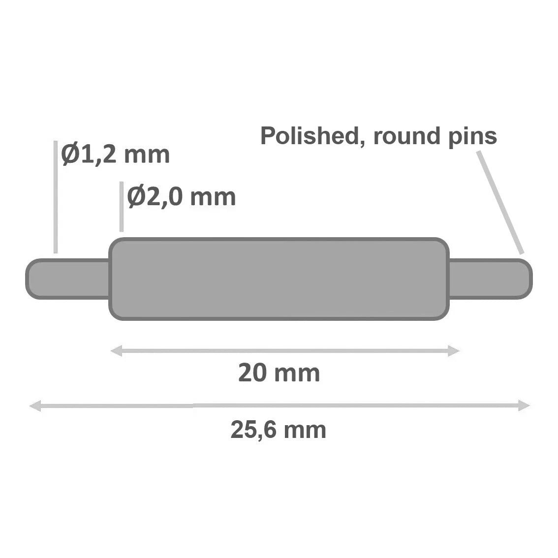 Springbars for vintage ROLEX 20mm x 2mm with 1,2mm pins